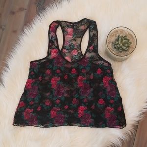 Guess flower lace crop top